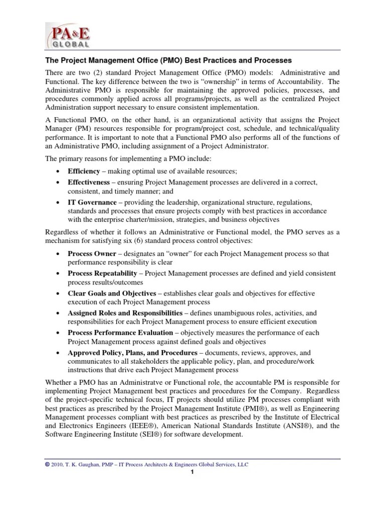 PMO Best Practices | PDF | Project Management | Business Process