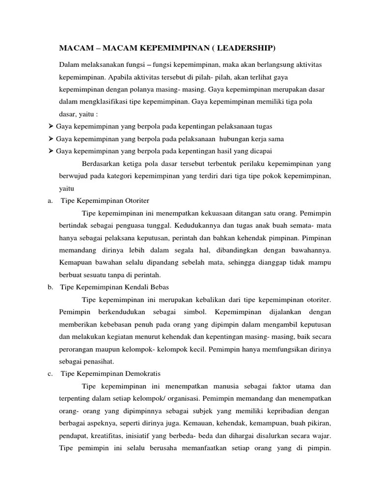 MACAM Kepemimpinan | PDF