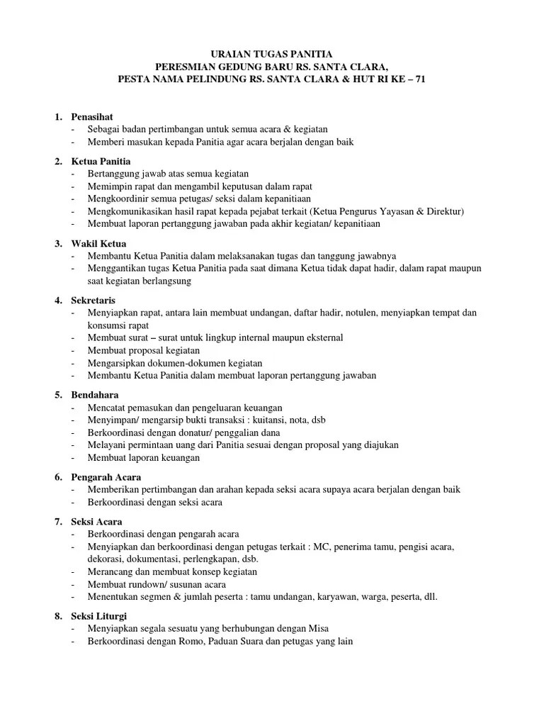 Uraian Tugas Panitia | PDF