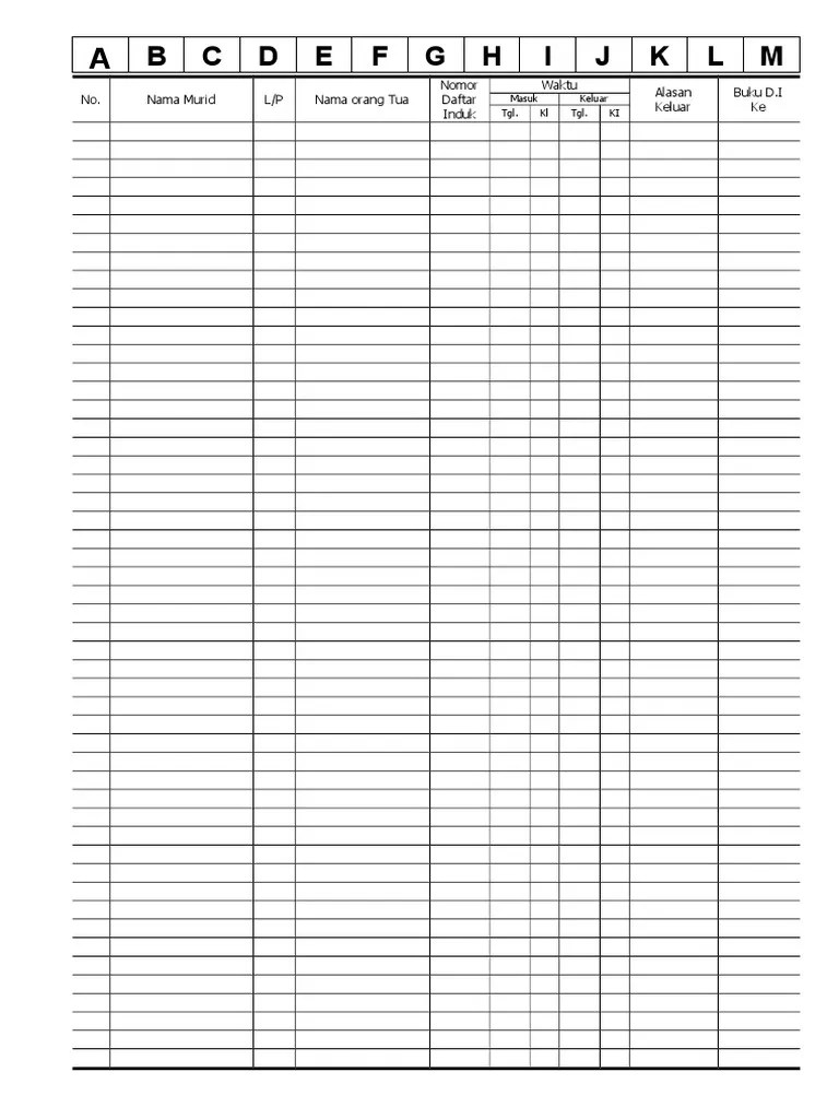 buku klaper adalah data siswa lengkap yang biasanya merupakan pegangan guru kelas atau wali kelas. Buku Klapper Paud Tk Kb