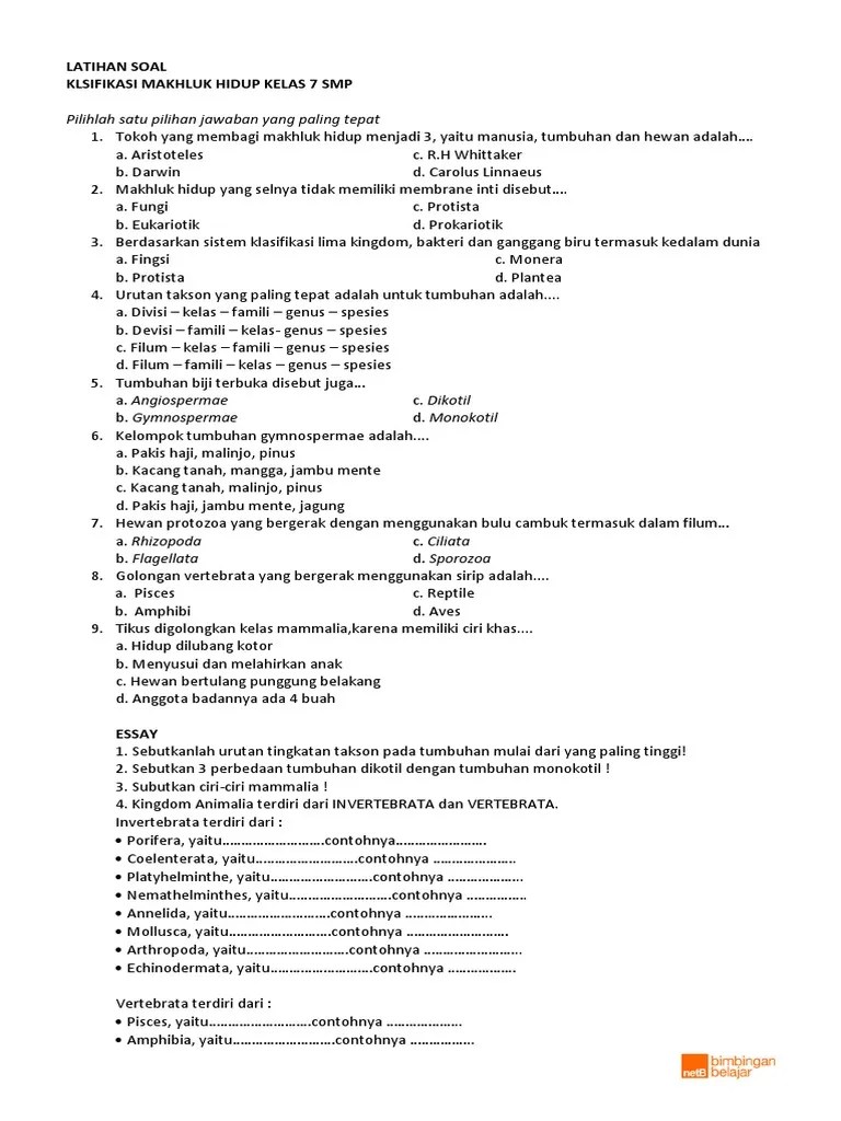 Soal Klasifikasi Mahkluk Hidup Kelas 7 Smp Ipa Asik Klasifikasi Makhluk Hidup - Biologi SMA Kelas 10 1 Mangifera indica 2 Gnetum gnemon 3 Musa Paradisiaca 4 Arachis hypogea 5 Cycasrumpii 6 Ficus benjamina.