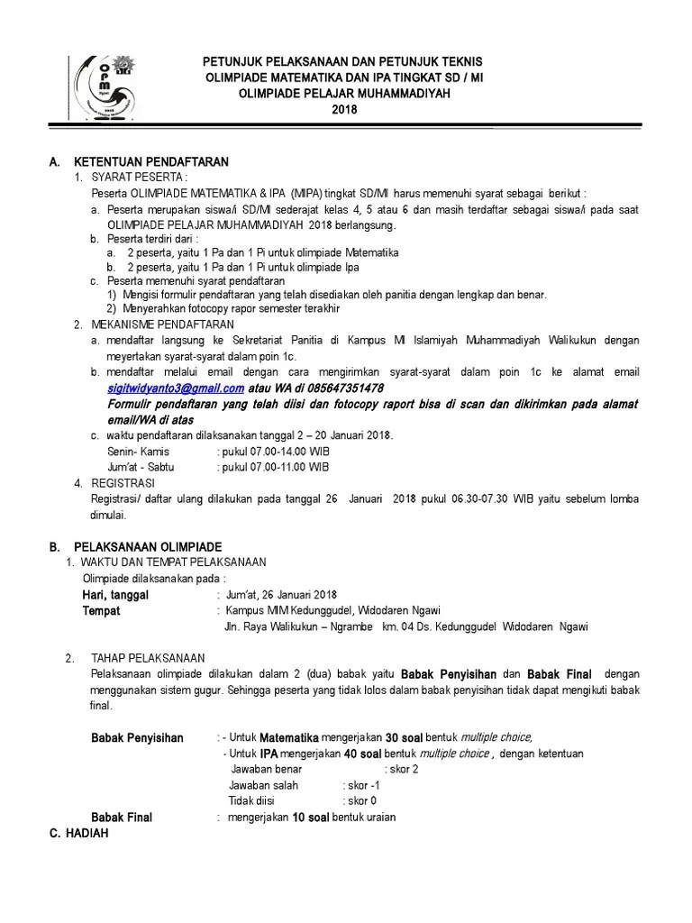 Olimpiade matematika sd kumpulan soal &amp; Soal Olimpiade Ipa Sd Sekolah Muhammadiyah Masnurul