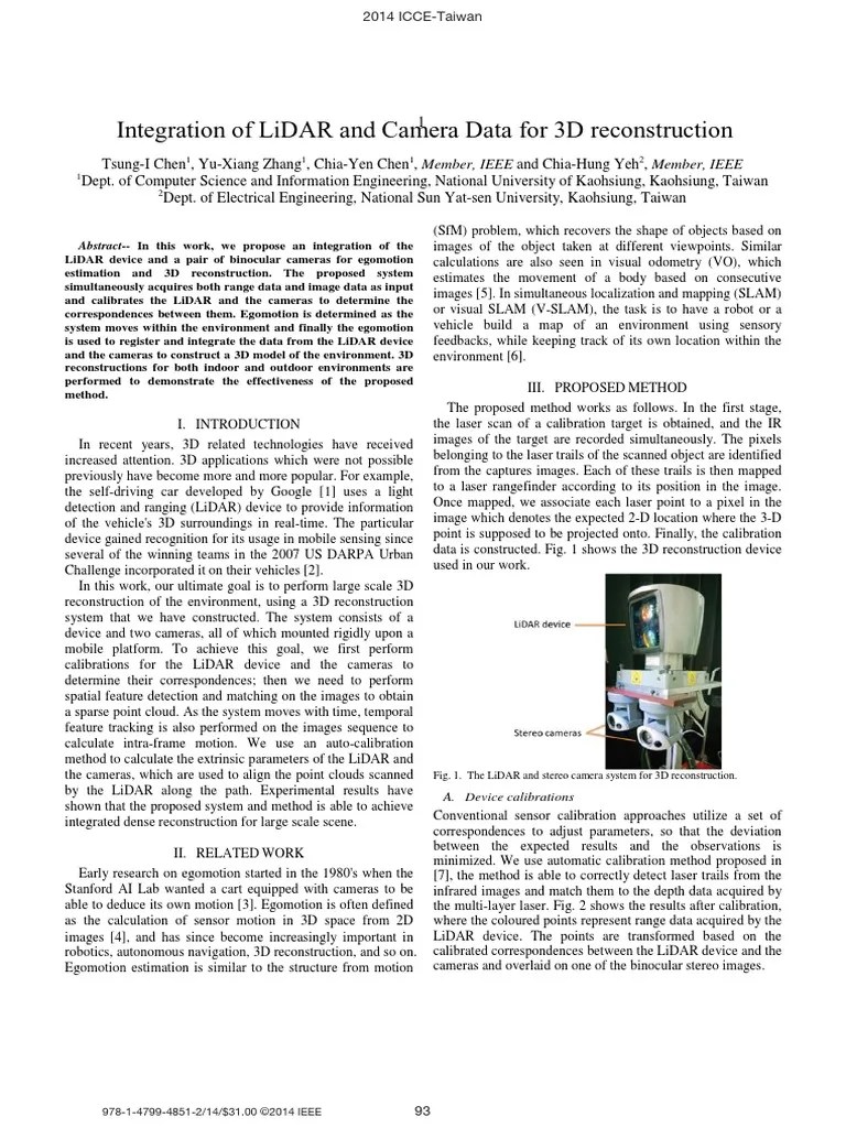 Intergration Of LIDAR And Camera Data For 3D Reconstruction | PDF ...