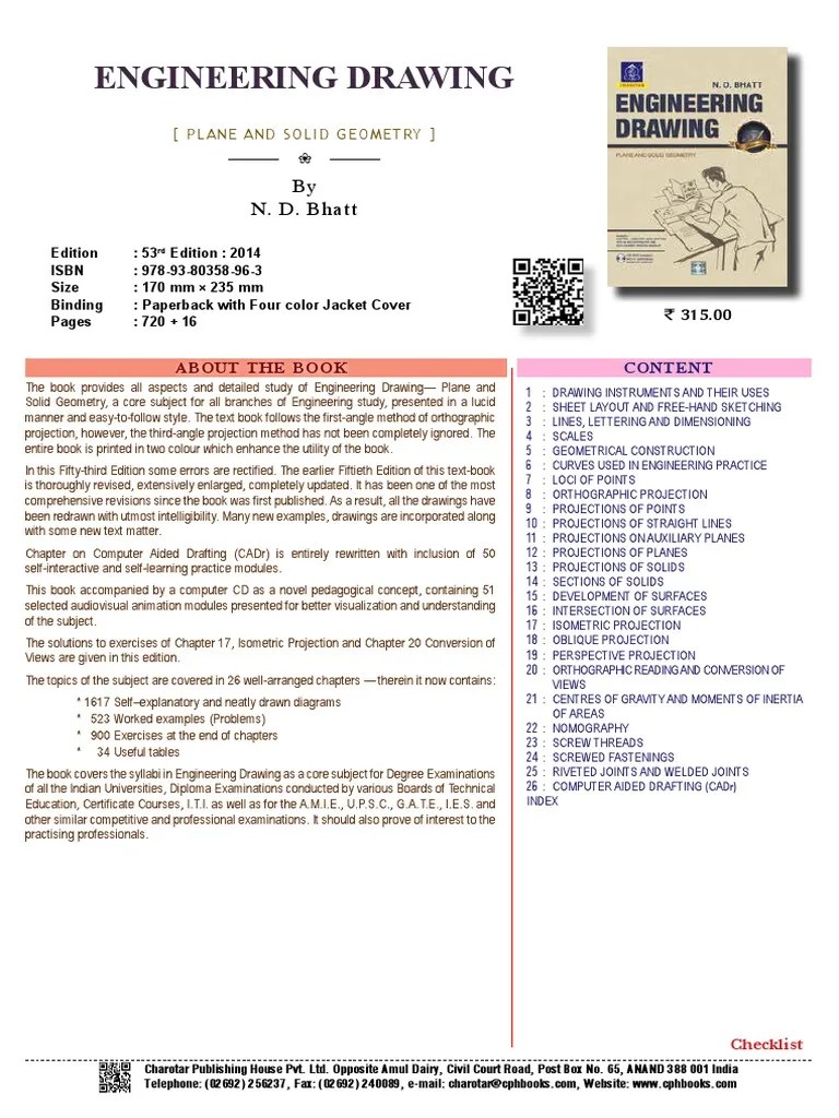 Engineering - Drawing At N D Bhatt PDF | PDF | Perspective (Graphical ...