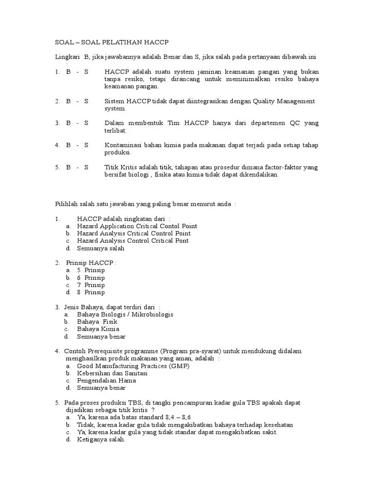 Play this game to review other. Soal Haccp Pdf