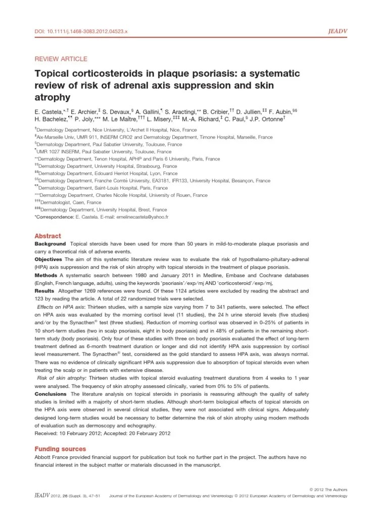 Topical Corticosteroids In Plaque Psoriasis | Glucocorticoid | Psoriasis