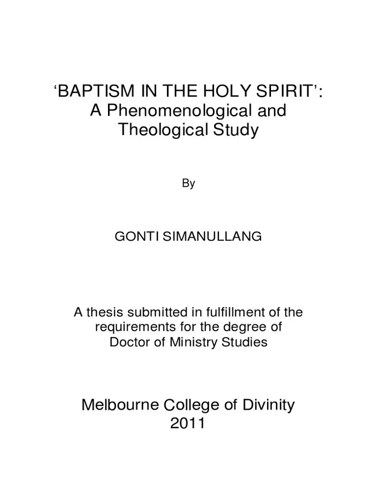 Baptism In The Holy Spirit - A Theological Study | PDF | Charismatic ...
