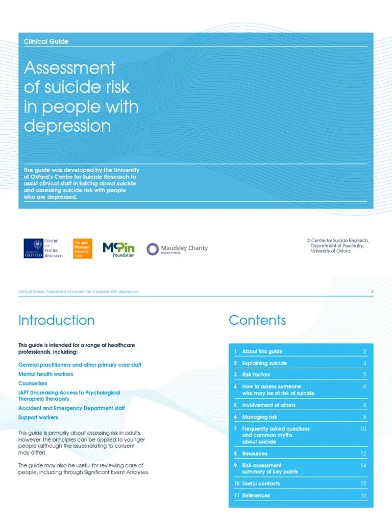 Assessment Of Suicide Risk Clinical Guide PDF | PDF | Self Harm | Suicide