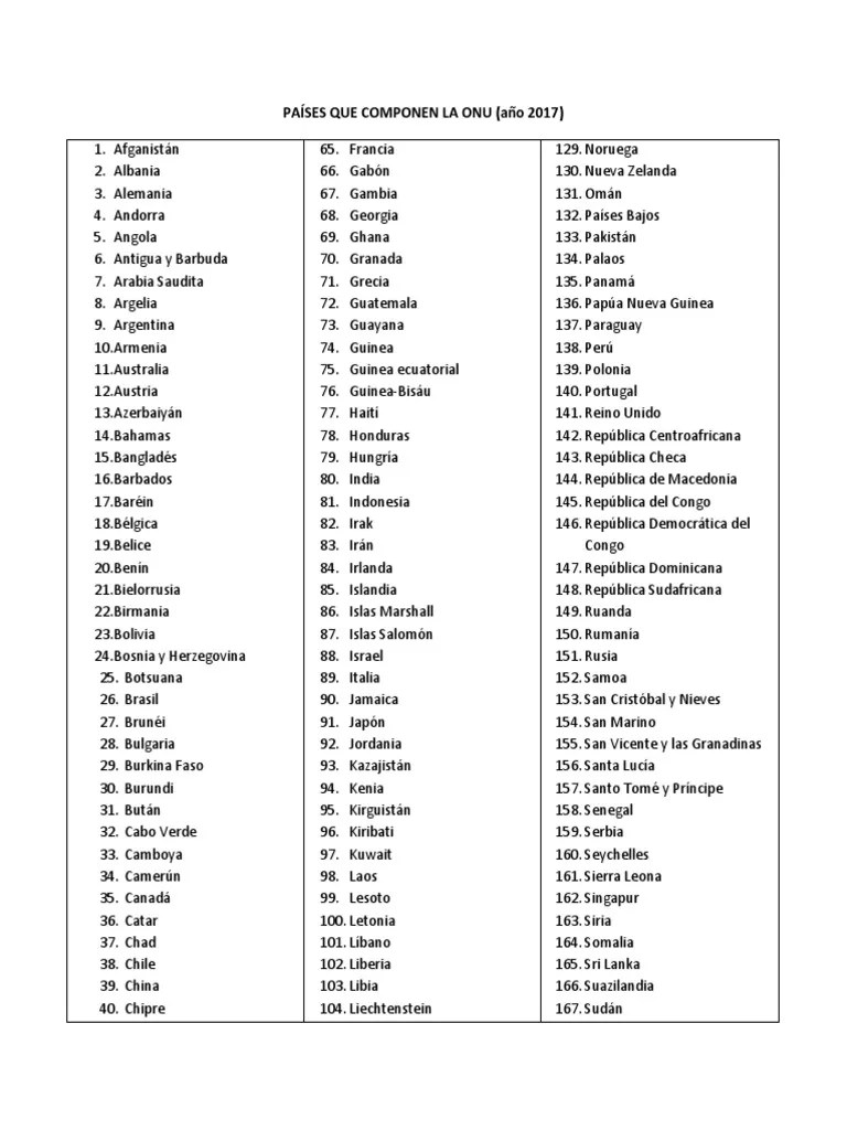 Países Que Componen La Onu | Idiomas | Transporte