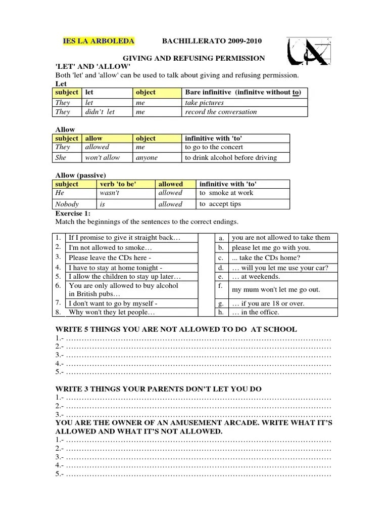 Giving And Refusing Permission. Let And Allow PDF | PDF