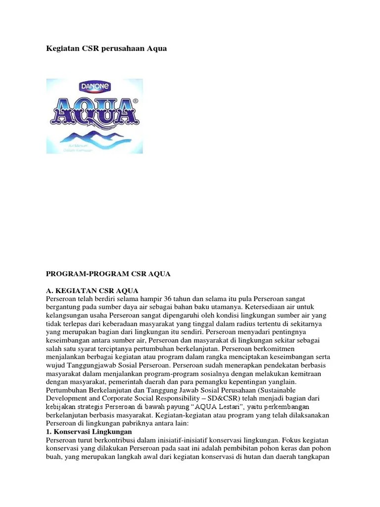 Kegiatan CSR Perusahaan Aqua | PDF