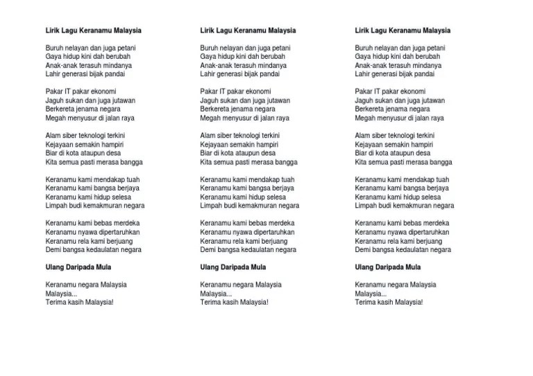 Tapi tanah kami sudah kerecikan api lama bermula, tidak hilang sampai kini dan meski tawaran damai sudah diberi orang masih tidak peduli! Lirik Lagu Keranamu Malaysia Pdf
