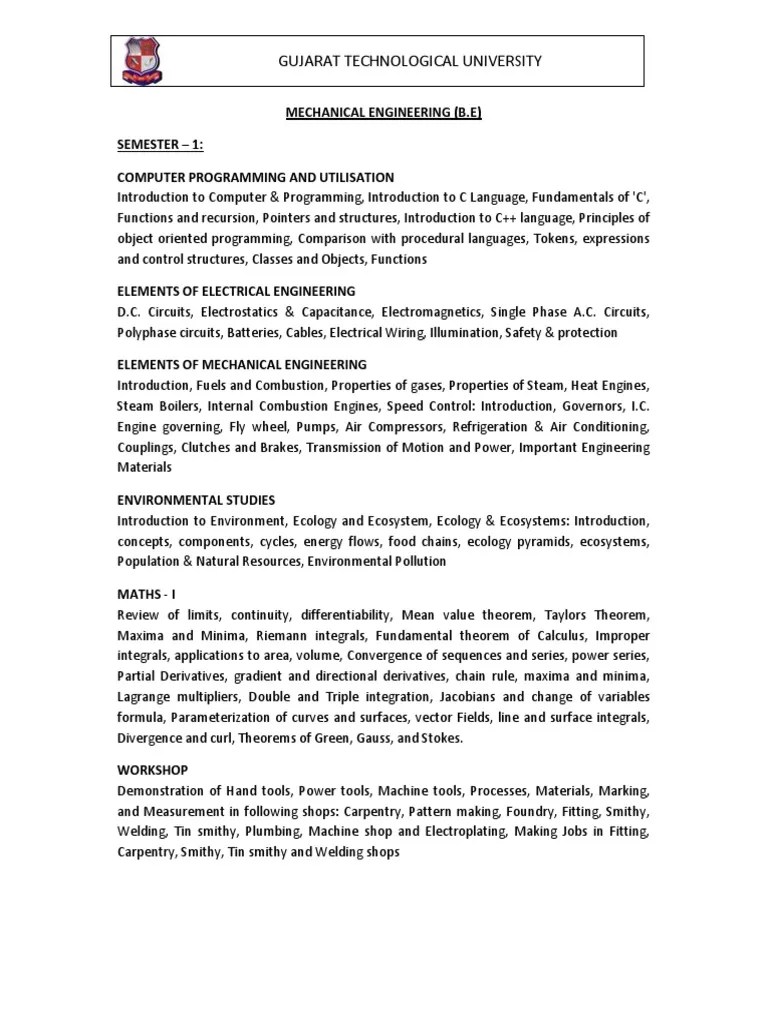 GTU Syllabus BE Mechanical | PDF | Internal Combustion Engine | Thermal ...