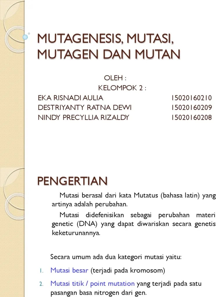 Mutagenesis, Mutasi, Mutagen Dan Mutan KLPK 2 | PDF