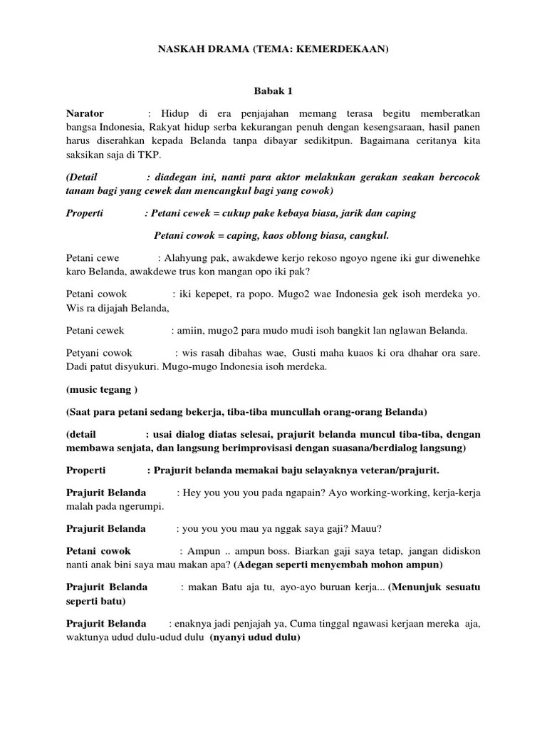 Naskah Drama Tentang Kemerdekaan 5 Orang – Nasi