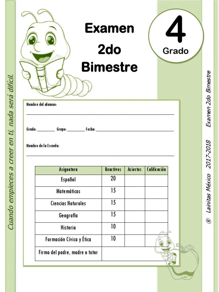 4to Grado - Examen Bloque 2 (2017-2018) | PDF | Flores | Polen
