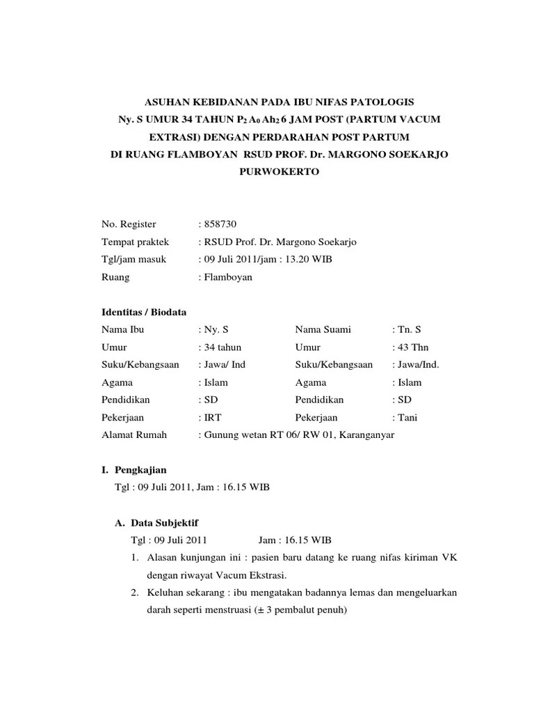 Seorang p1a0 postpartum normal hari pertama. 15 Askeb Nifas Patologi Terbaru Asuhankebidanan