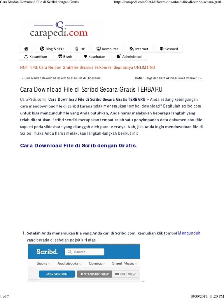 Cara Mudah Download File Di Scribd Dengan Gratis | PDF
