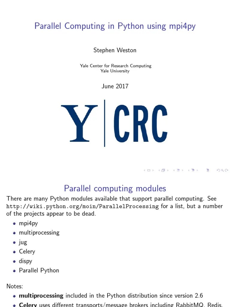 Parallel Computing In Python Using Mpi4py: Stephen Weston | PDF ...