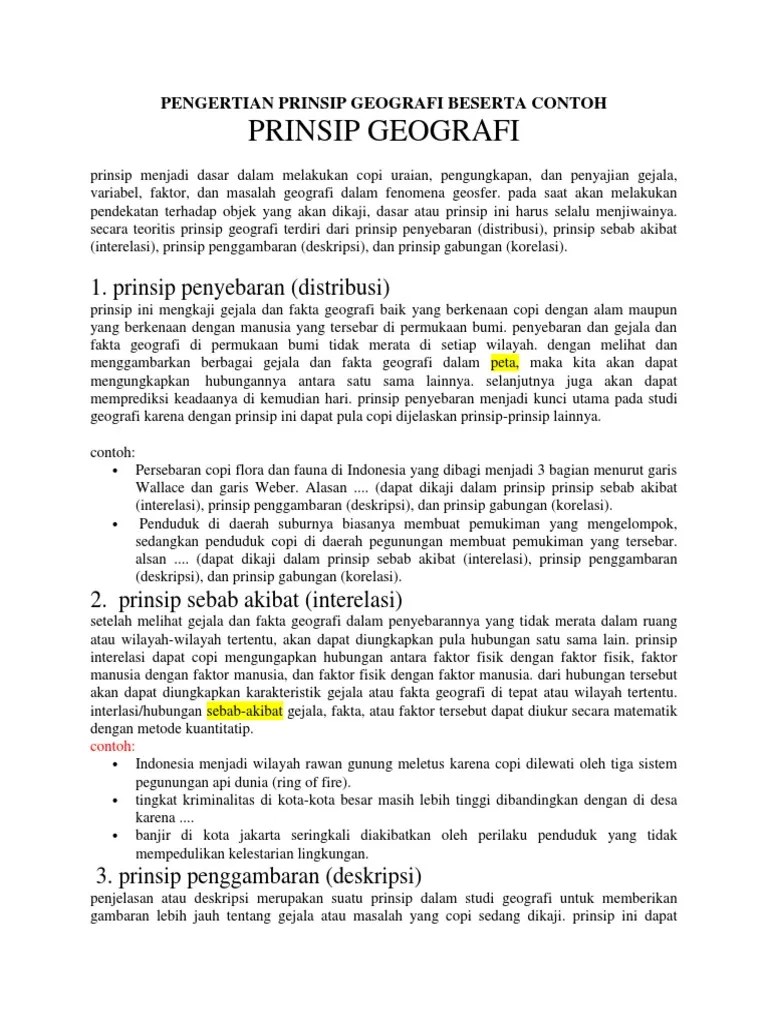 Pengertian Prinsip Geografi Beserta Contoh | PDF