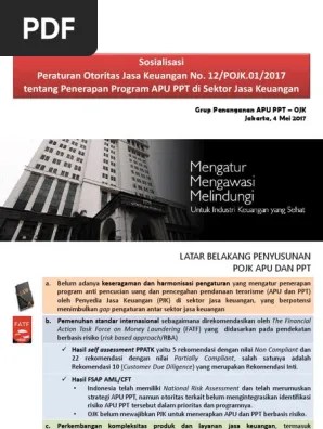 Melaksanakan program pelatihan bagi sdm tentang apu dan ppt; Materi Sosialisasi Pojk Apu Dan Pdf