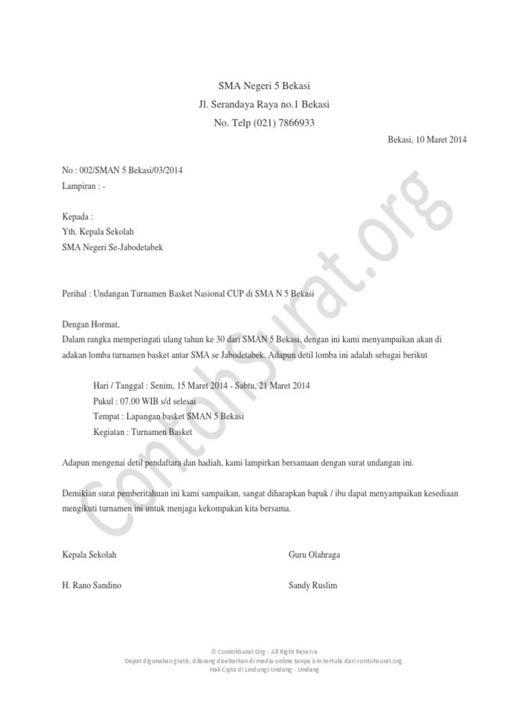 Contoh Surat Pemberitahuan Kegiatan Contoh Surat 