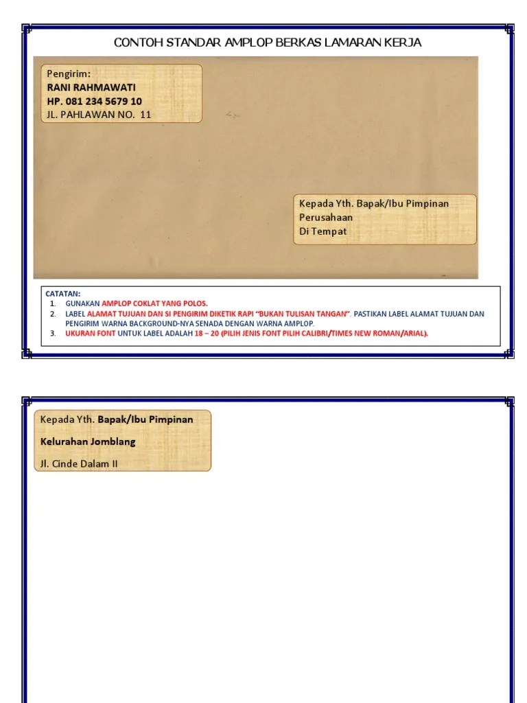 Contoh Penulisan Amplop Surat Lamaran Kerja Guru Kumpulan Contoh Gambar 