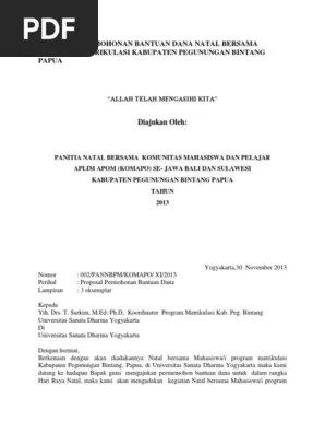 Proses klaim dana asuransi usaha ternak sapi ke tertanggung. Proposal Permohonan Bantuan Dana Natal Bersama Program Matrikulasi Kabupaten Pegunungan Bintang Papua Pdf