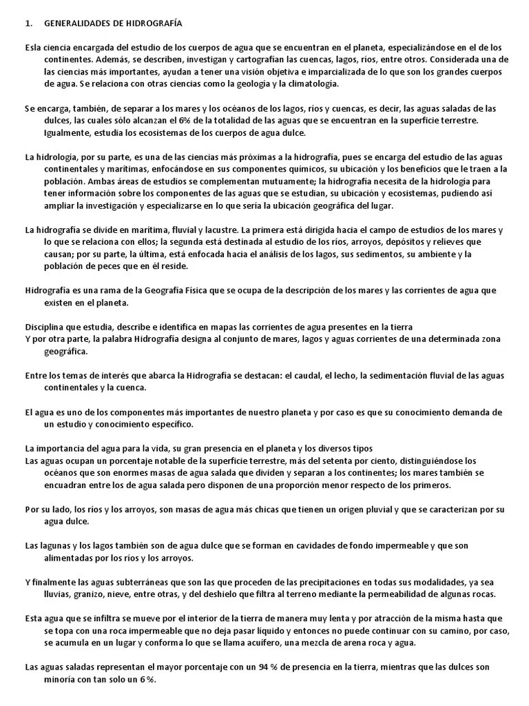 Curso De Hidrografía | PDF | Ciencias De La Tierra | Geografía Física