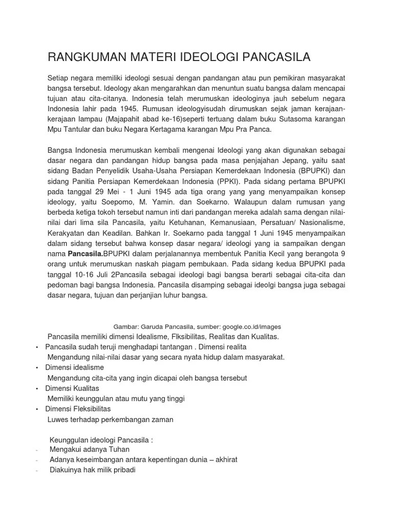 Rangkuman Materi Ideologi Pancasila | PDF
