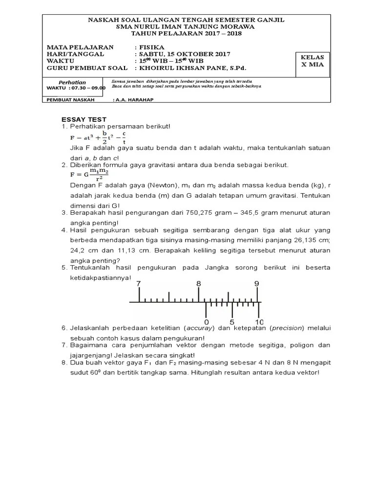 Check spelling or type a new query. Soal Dan Jawaban Uts Fisika Kelas 10 Semester 1