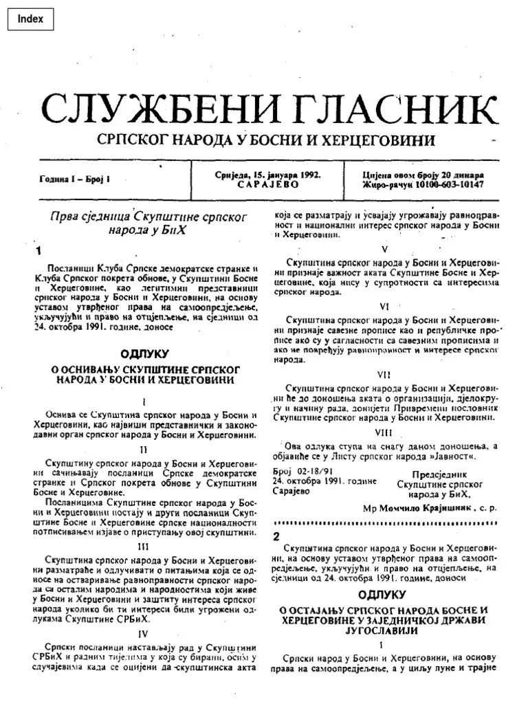 Sluzbeni Glasnik Republike Srpske 1992 - 01 PDF | PDF