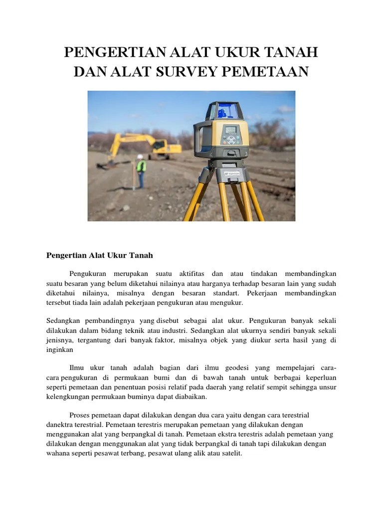 Pengertian Alat Ukur Tanah Dan Alat Survey Pemetaan | PDF