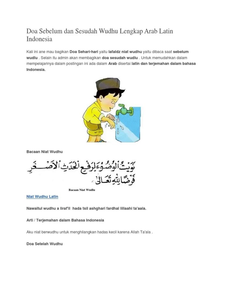 Doa Sebelum Dan Sesudah Wudhu Lengkap Arab Latin Indonesia | PDF