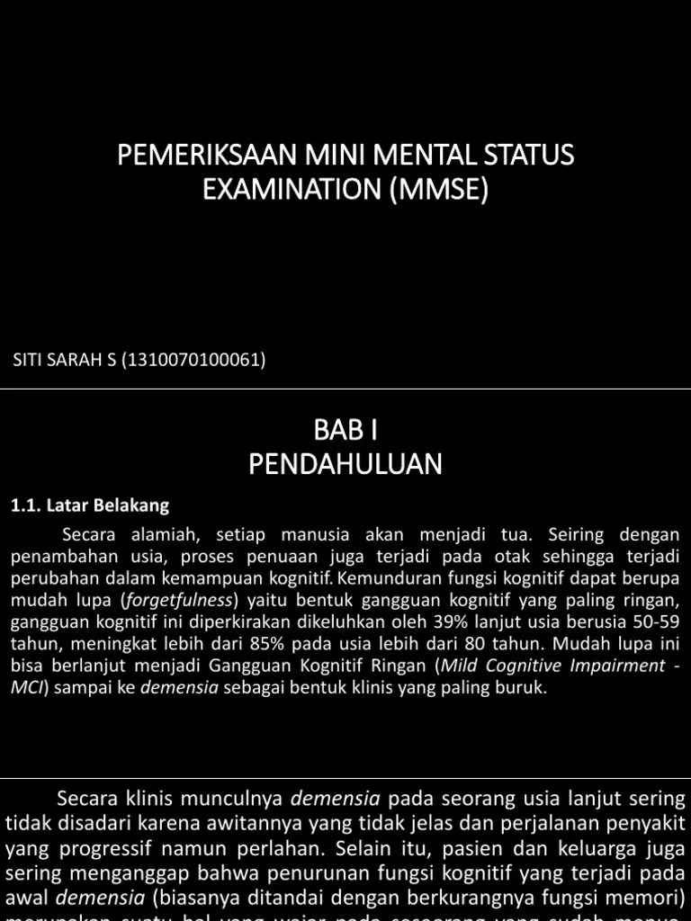 Pemeriksaan Mini Mental Status Examination (Mmse)