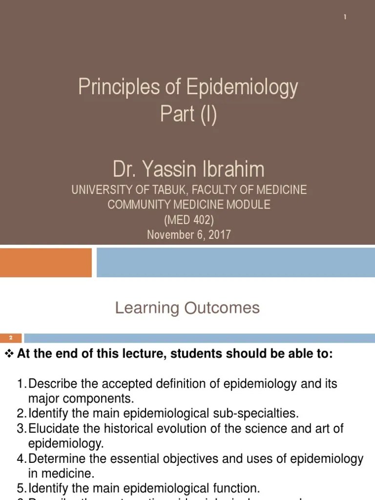 Principles Of Epidemiology - Part (I) | PDF | Epidemiology | Public Health