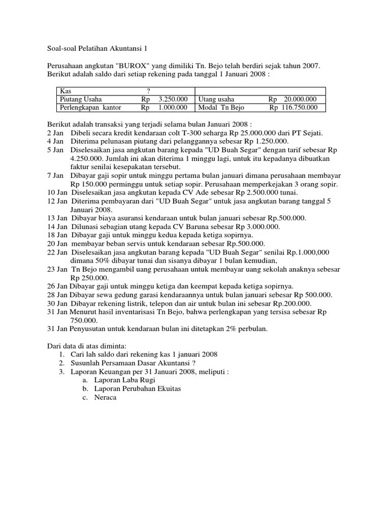 Soal Persamaan Dasar Akuntansi | PDF