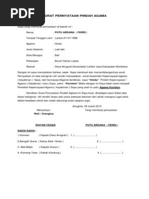 Surat Pernyataan Dah Agama Python 