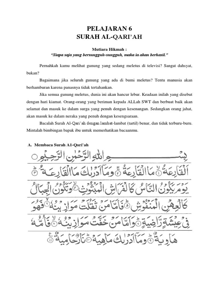 Pelajaran 6 Surah Al-Qari&rsquo;Ah: Mutiara Hikmah | PDF