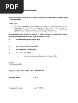 Pembayaran bunga tiap tanggal 1 april dan 1 oktober. Contoh Soal Dan Jawaban Obligasi - Peranti Guru