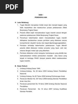 Guru dan tenaga kependidikan pendidikan anak usia dini (paud) sebagai mediator. Contoh Laporan Tugas Mandiri Diklat Berjenjang Tingkat Lanjut Pdf