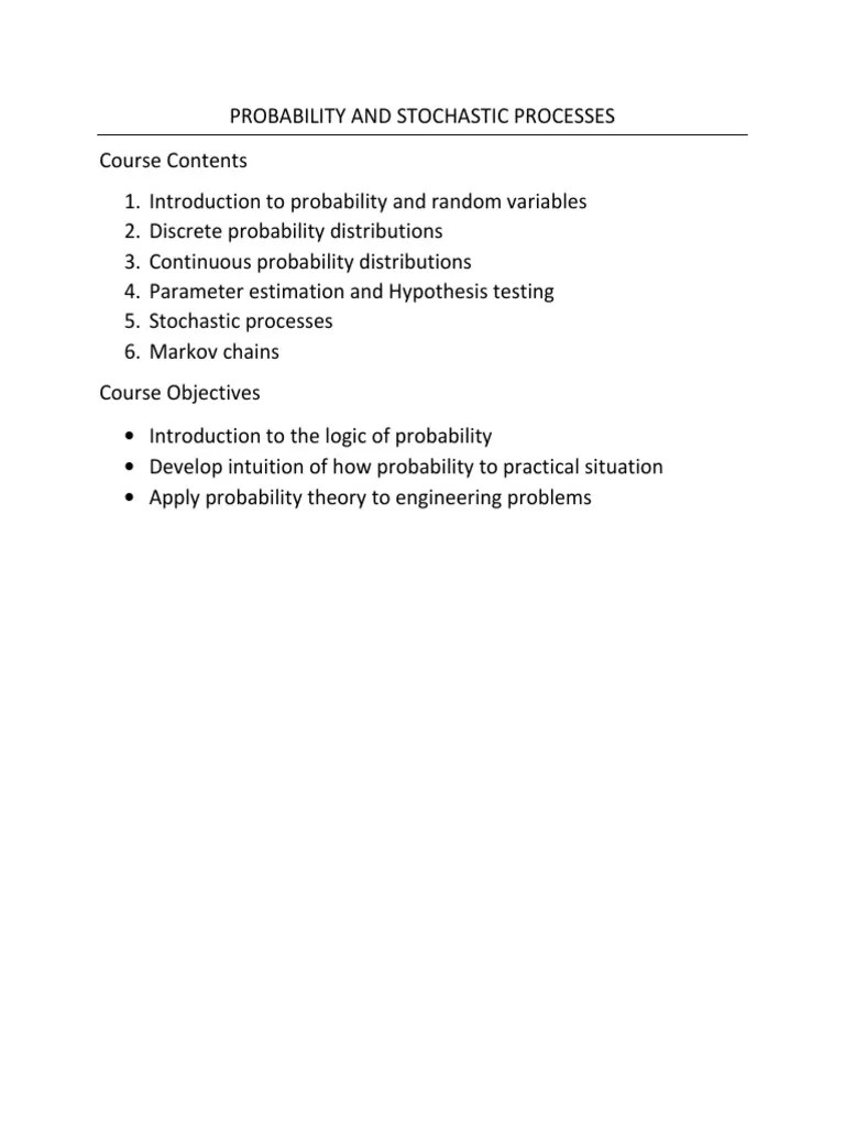 Probability And Stochastic Processes | PDF | Probability Theory | Variance