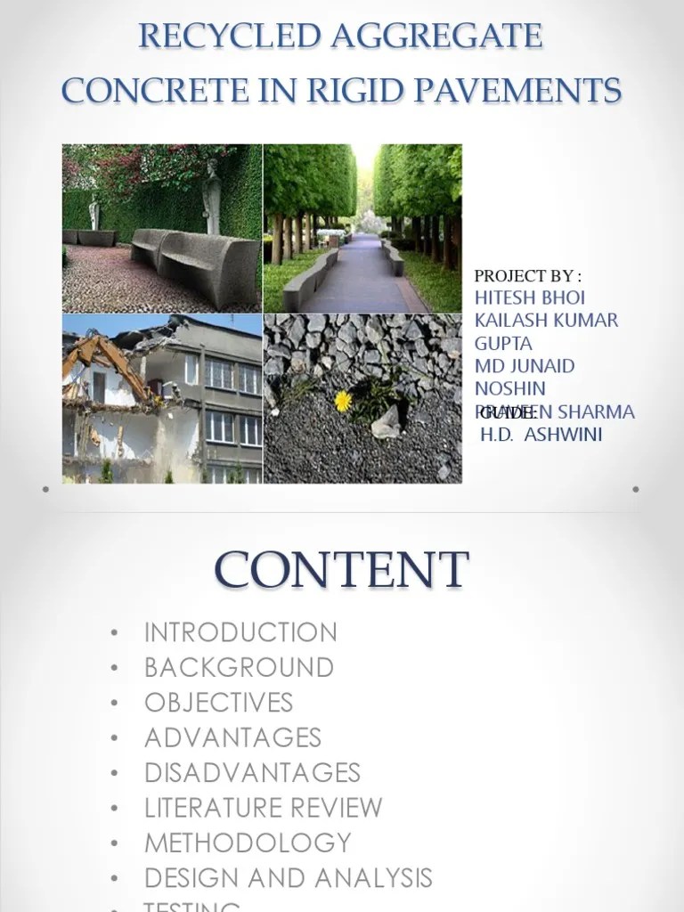 Civil Project PPT Recycled Aggregate Concrete | PDF | Construction Aggregate | Road Surface