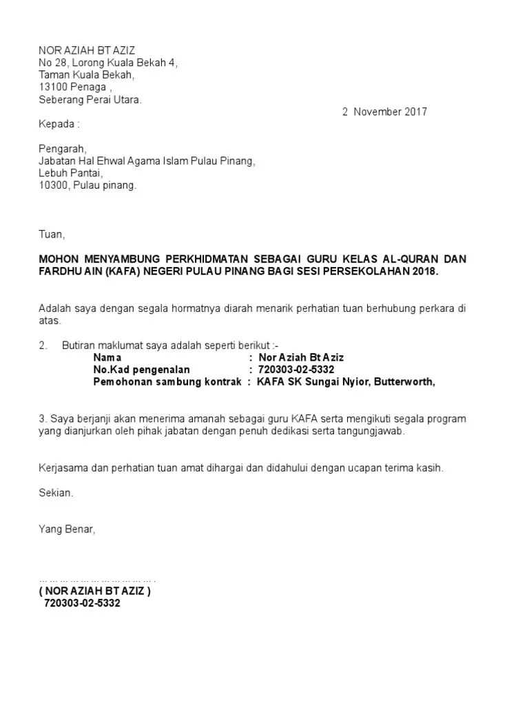 Contoh surat sambung kontrak by ibnuzahari87. Surat Sambung Kontrak Kafa Pdf