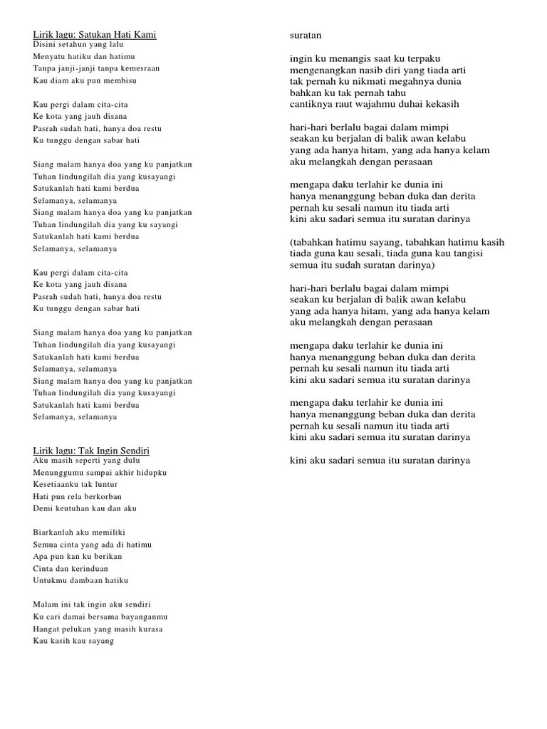 Pertama kali senyum yang datang. Lirik Lagu Pdf