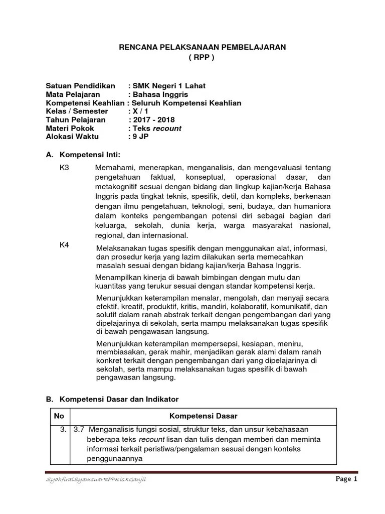 Rencana pelaksanaan pembelajaran nama sekolah mata pelajaran: 6 Contoh Rpp K 13 Revisi 2017 Kls X Pdf