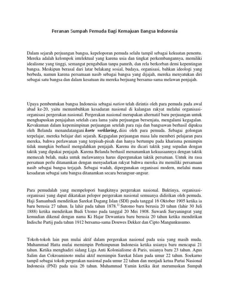 Peranan Sumpah Pemuda | PDF