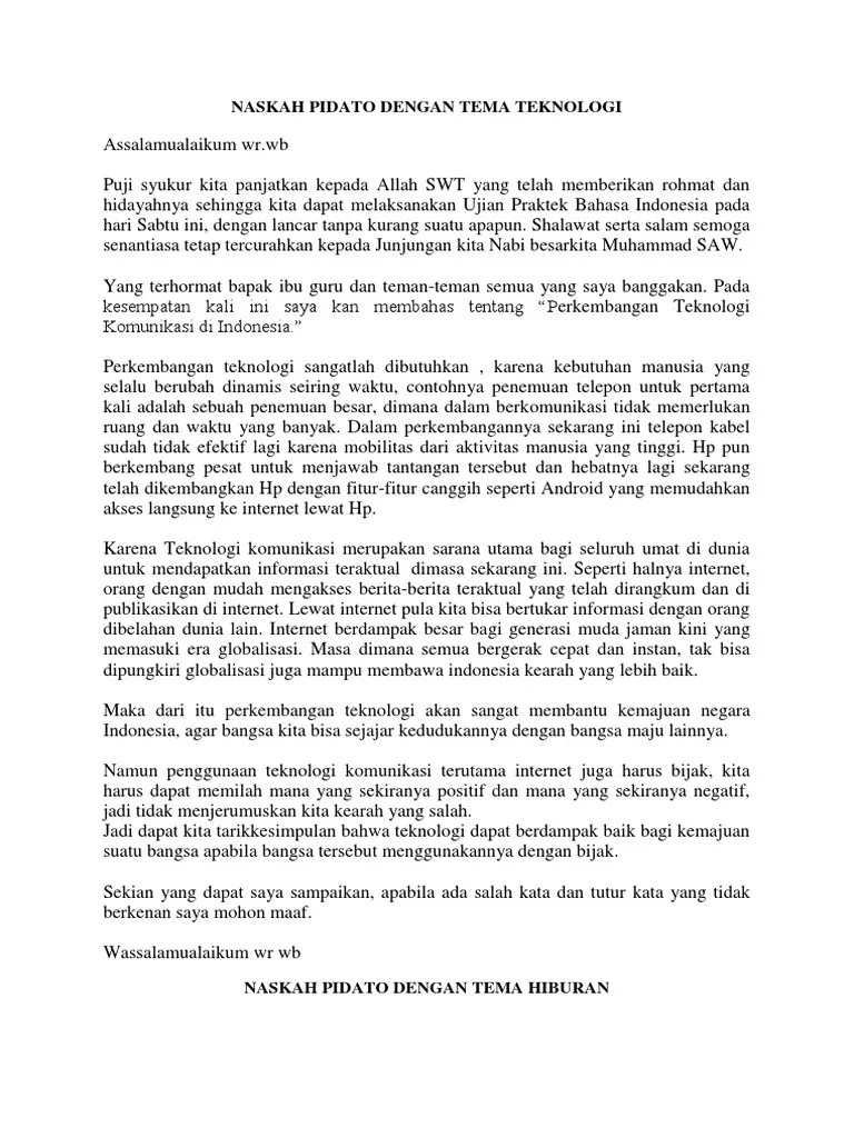 Naskah Pidato Dengan Topik Hiburan | PDF