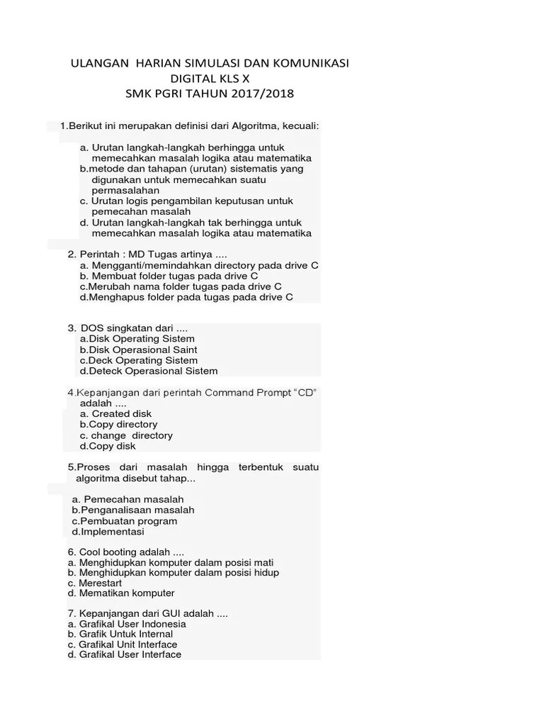 Ulangan Harian Simkomdig 14 Agust 20171 | PDF