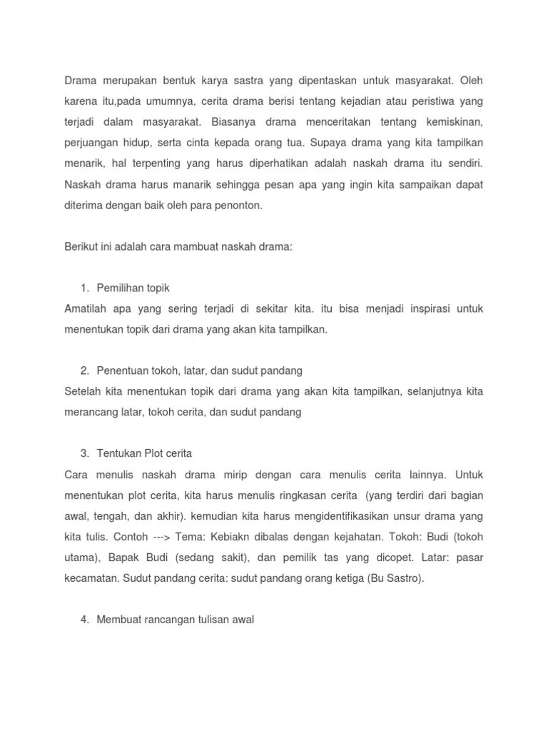 61 Contoh Penulisan Naskah Drama Yang Benar - Chika Ciku